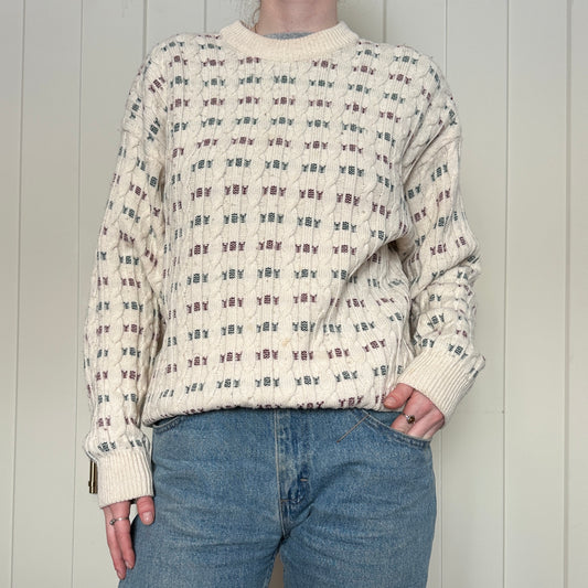 Ivy Oxford Cream Cable Knit Sweater, L