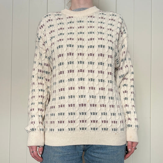 Ivy Oxford Cream Cable Knit Sweater, L