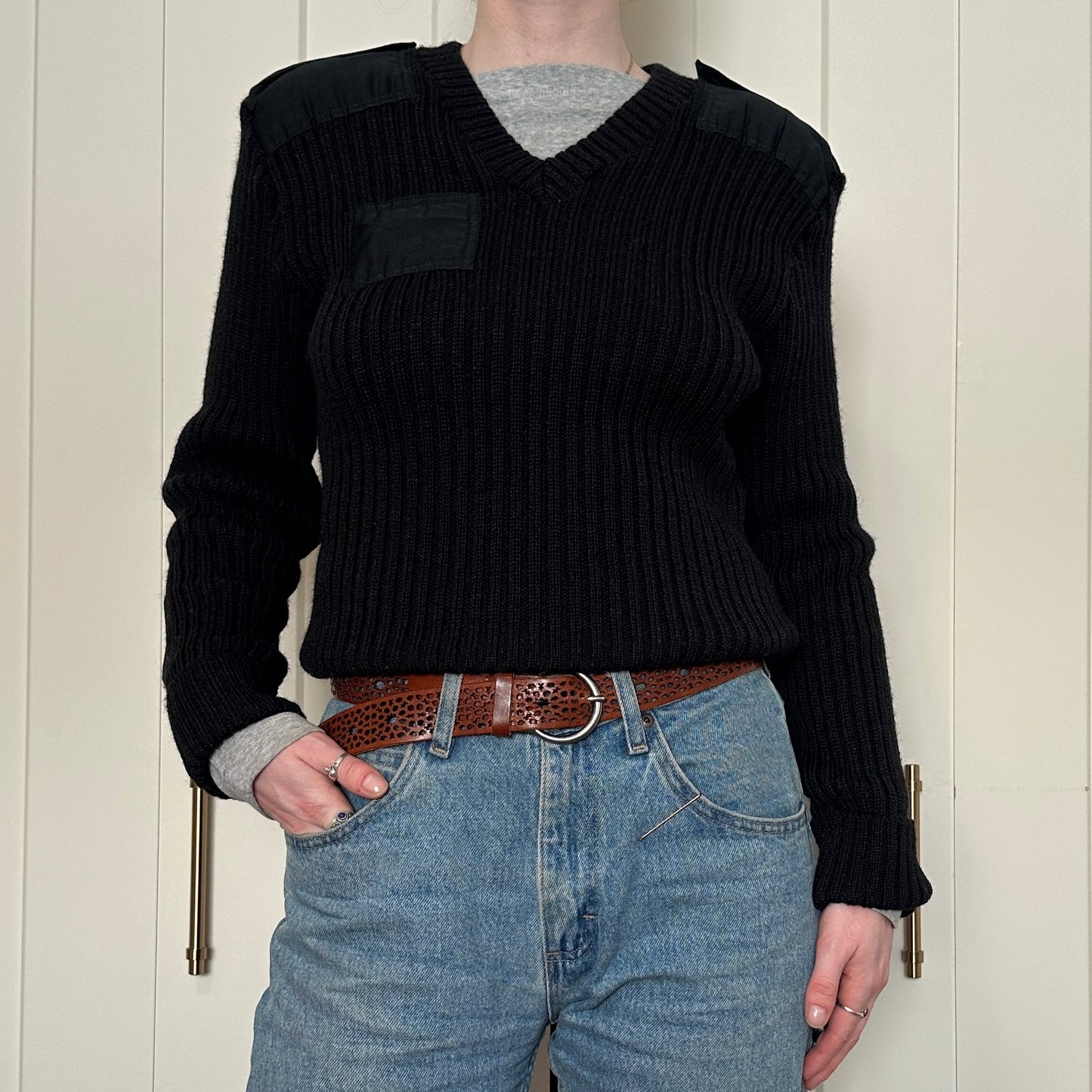 Citadel Virgin Wool Knit Black Sweater, M
