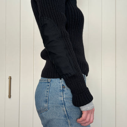 Citadel Virgin Wool Knit Black Sweater, M