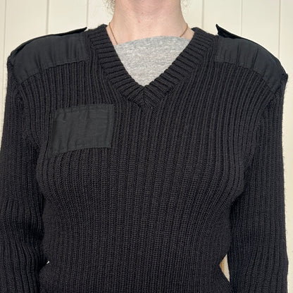 Citadel Virgin Wool Knit Black Sweater, M