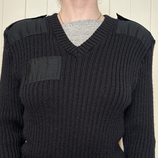 Citadel Virgin Wool Knit Black Sweater, M