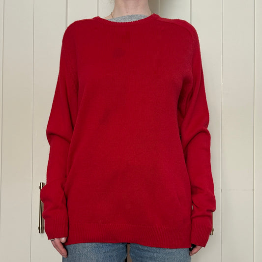 Just Casual Red Wool Crewneck, L