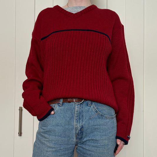 Point Zero Red Knit Sweater, L