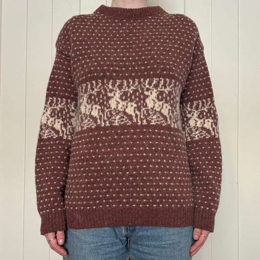 Eddie Bauer Burgundy Wool Blend Knit Sweater, M