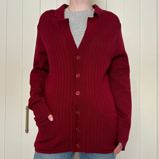 Burgundy Wool Cardigan, L