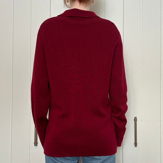 Burgundy Wool Cardigan, L