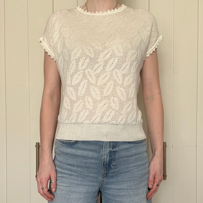 St. Michael Knit Cream T-Shirt, S