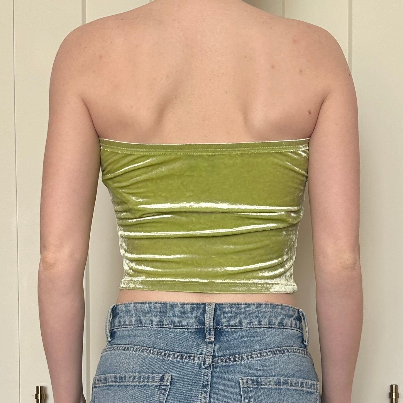 Jacob Green Velvet Tube Top, S