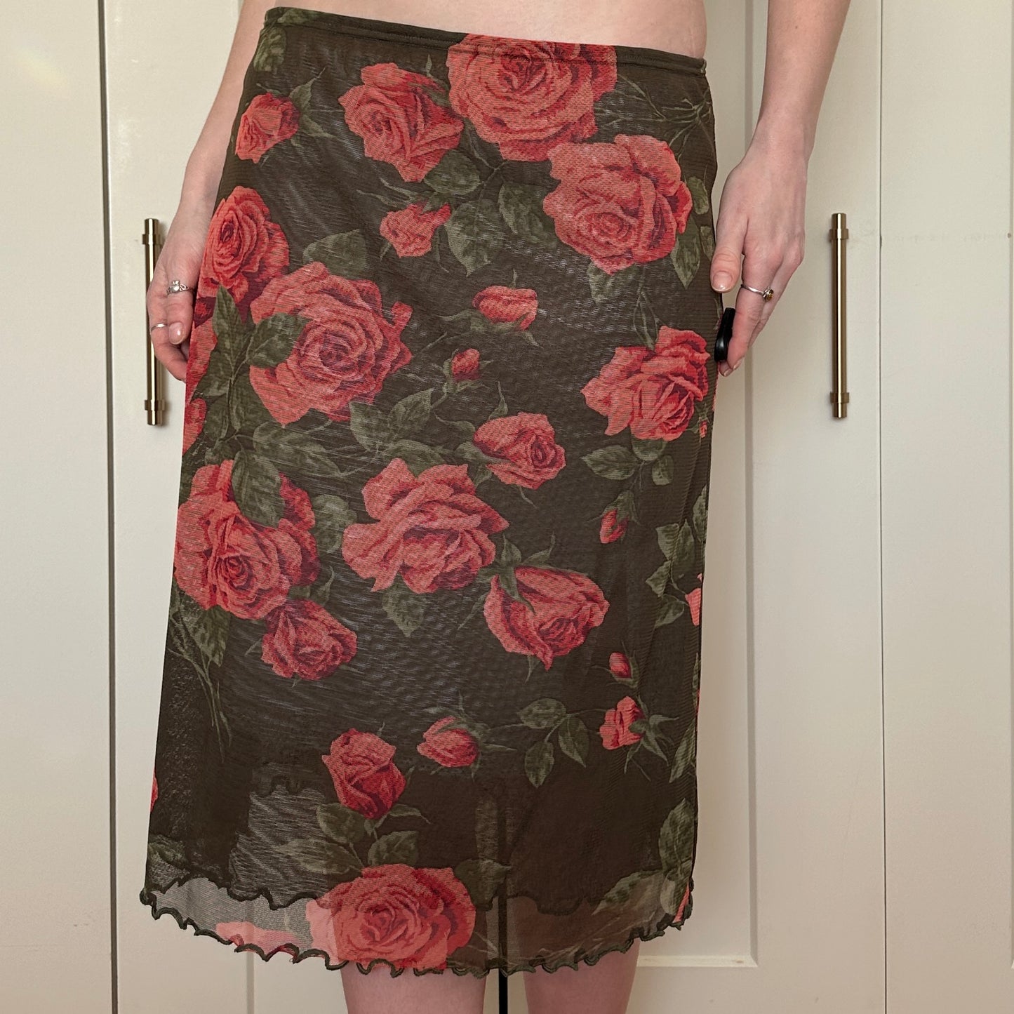 Olsen Collection Sheer Floral Skirt, M