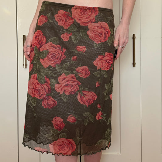 Olsen Collection Sheer Floral Skirt, M