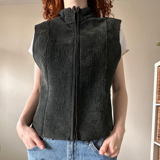 Black Leather Vest, M