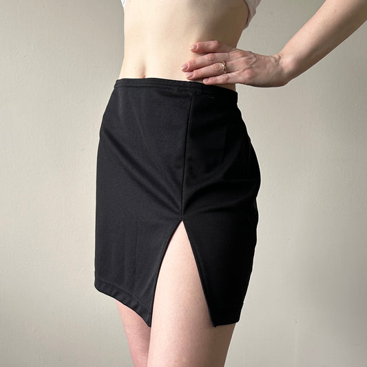 Black Slit Mini Skirt, M