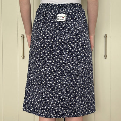 Blue Floral Midi Skirt, M