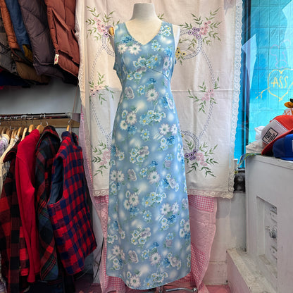 Blue Floral Maxi Dress, M