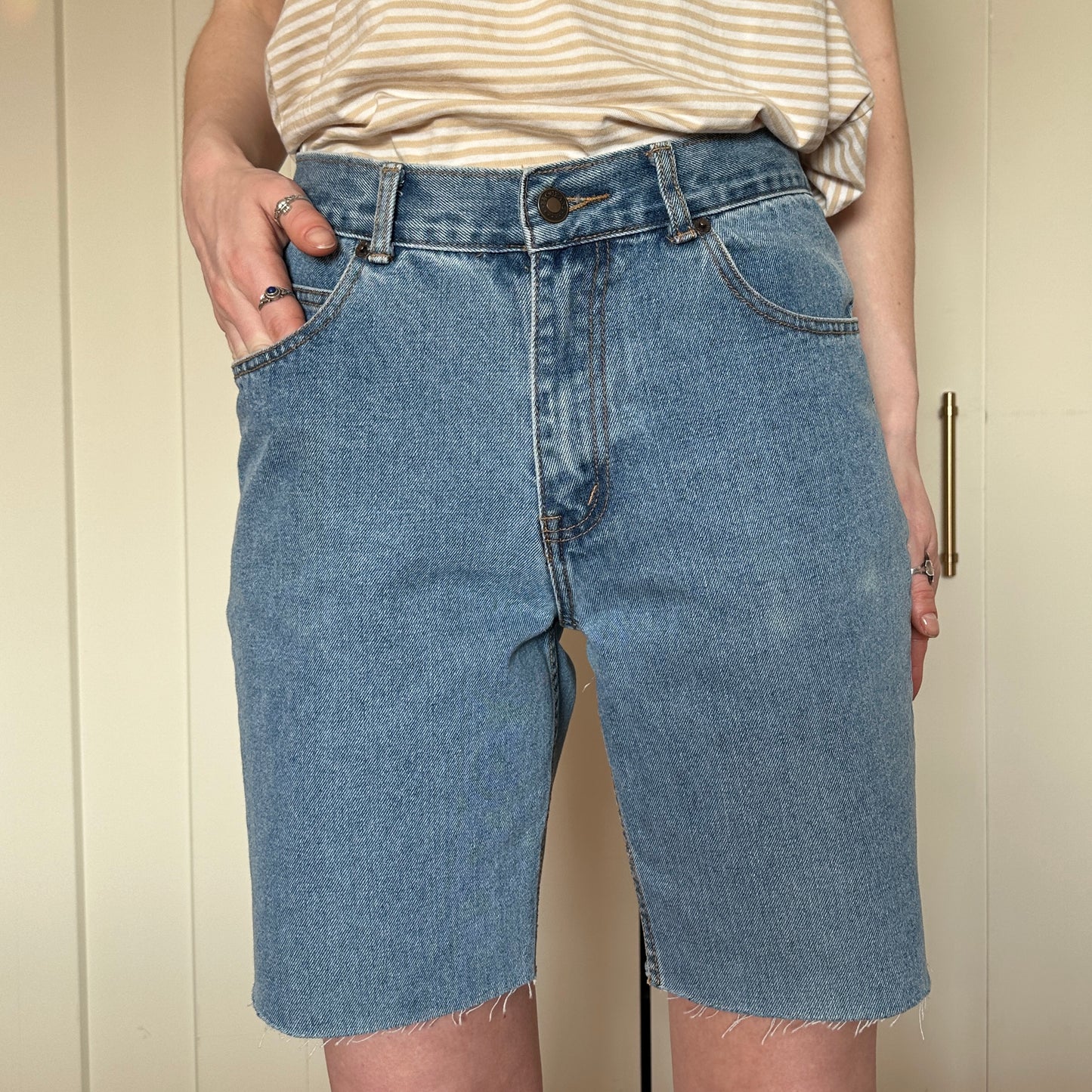 B&C Blue Denim Bermuda Shorts, 30"