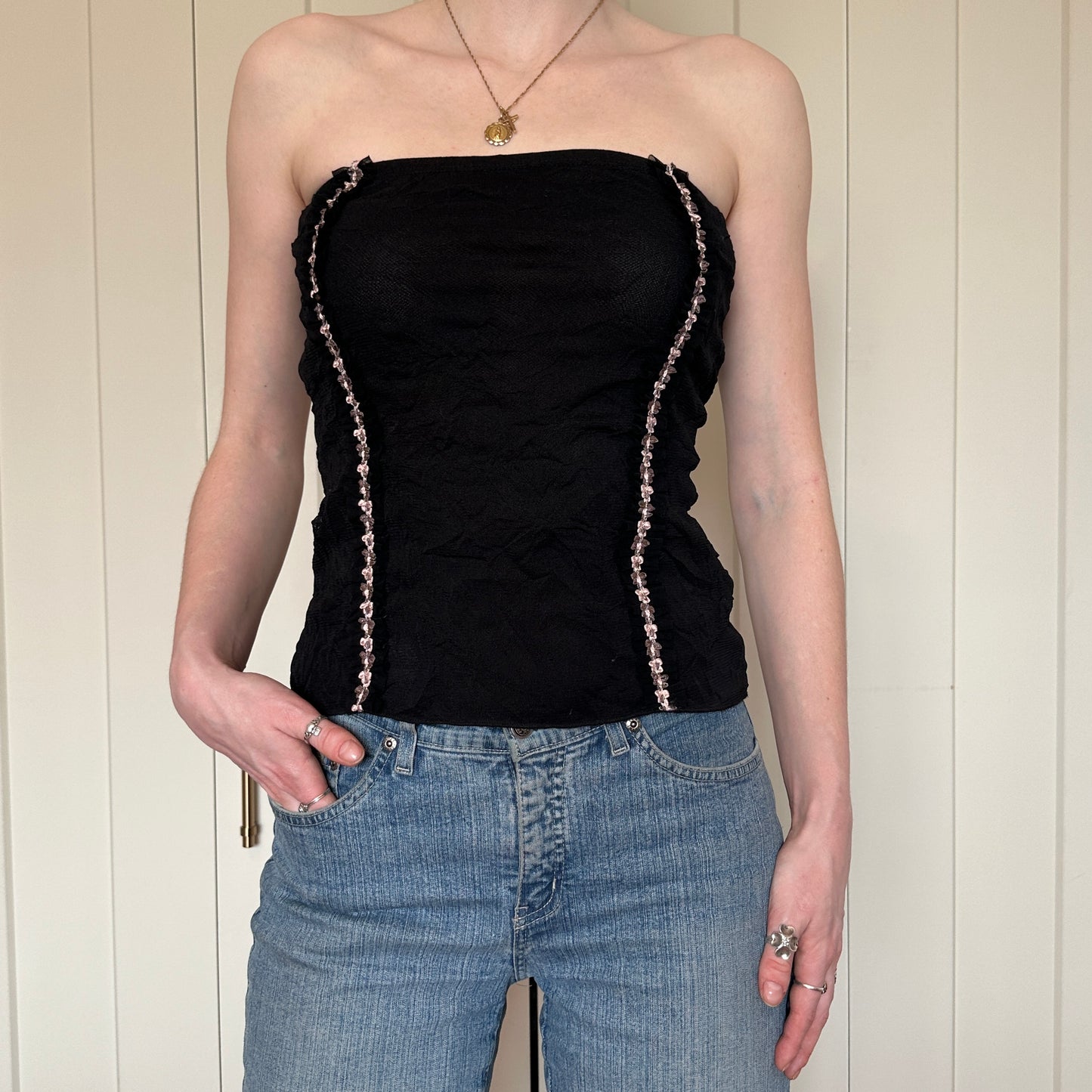 Zokai Black Lace Tube Top, L
