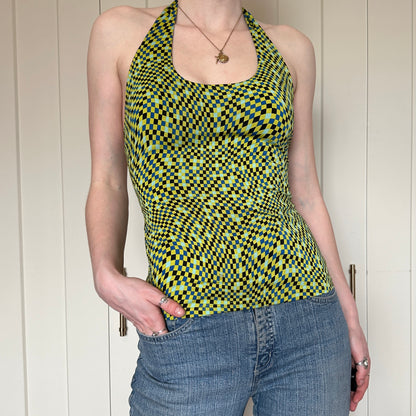 Long Paige NY Checkered Halter Top, S