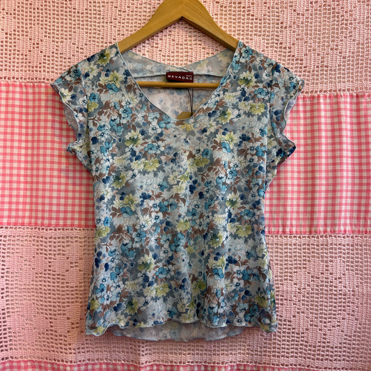 Nevada Floral Sheer T-Shirt, S