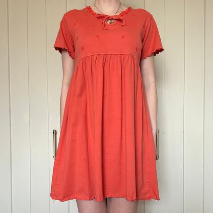 Orange Cotton Baby Doll Dress, M