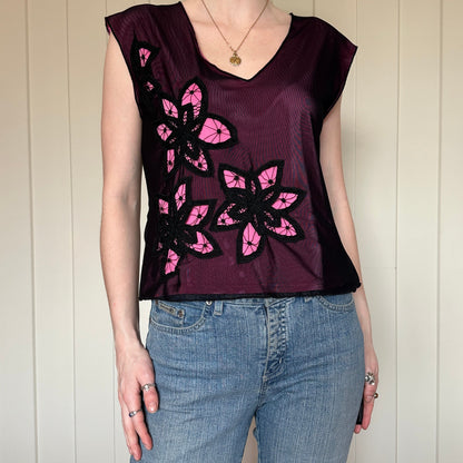 Simon Chang Pink and Black Top, M