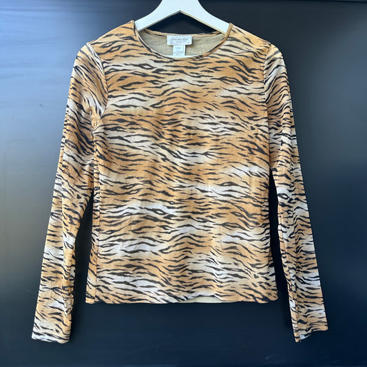 Jones New York Animal Print Mesh Top, S
