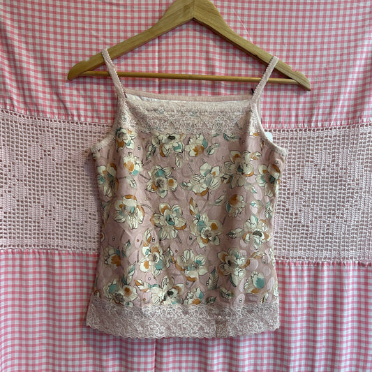 Pink Floral Spaghetti Strap, S