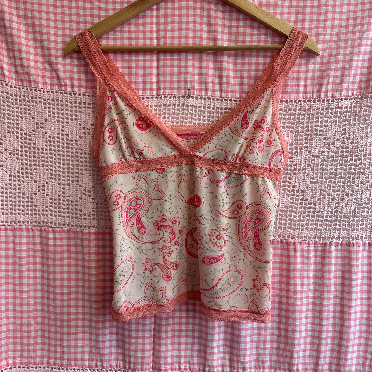 Pink Paisley Spaghetti Strap Top, S