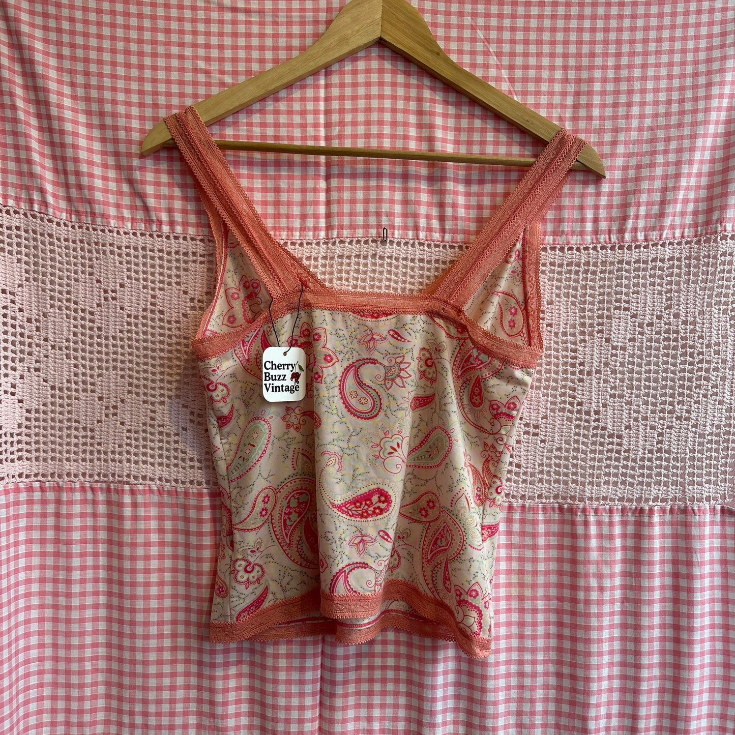 Pink Paisley Spaghetti Strap Top, S