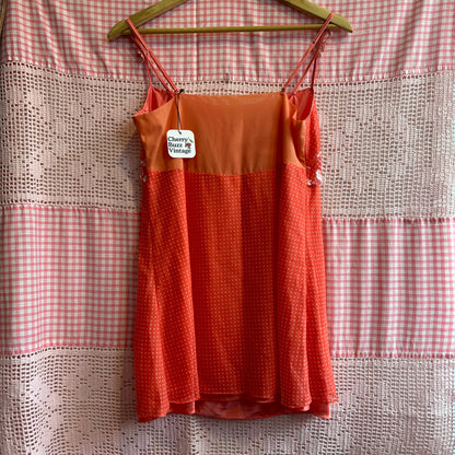Salmon Polka Dot Spaghetti Strap Top, S