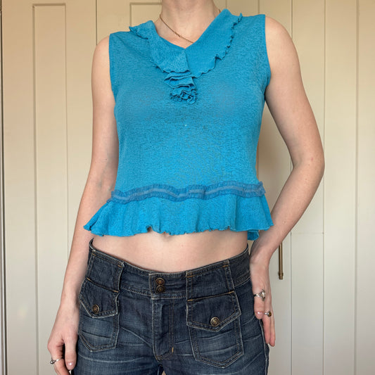 Blue Short Sleeve Top, XS