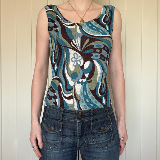 Nicola Blue and Green Floral Top, S