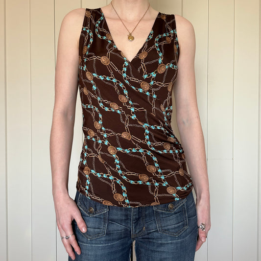 Georgiou Studio Brown Deep V Top, S