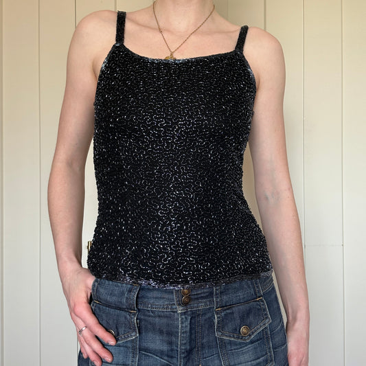 Caché Beaded Silk Top, XS