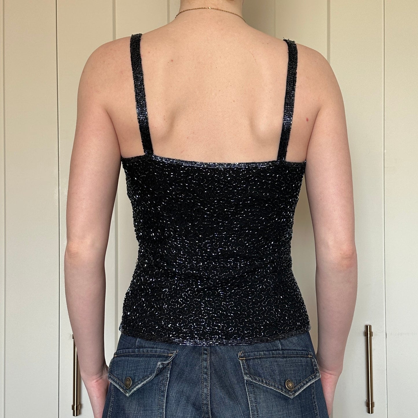 Caché Beaded Silk Top, XS