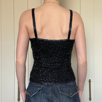 Caché Beaded Silk Top, XS