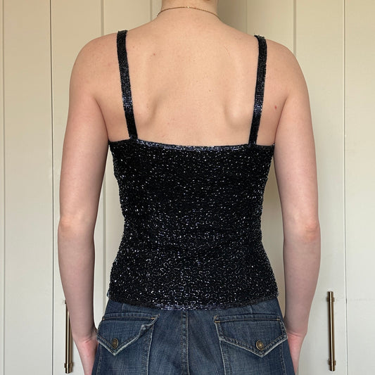 Caché Beaded Silk Top, XS