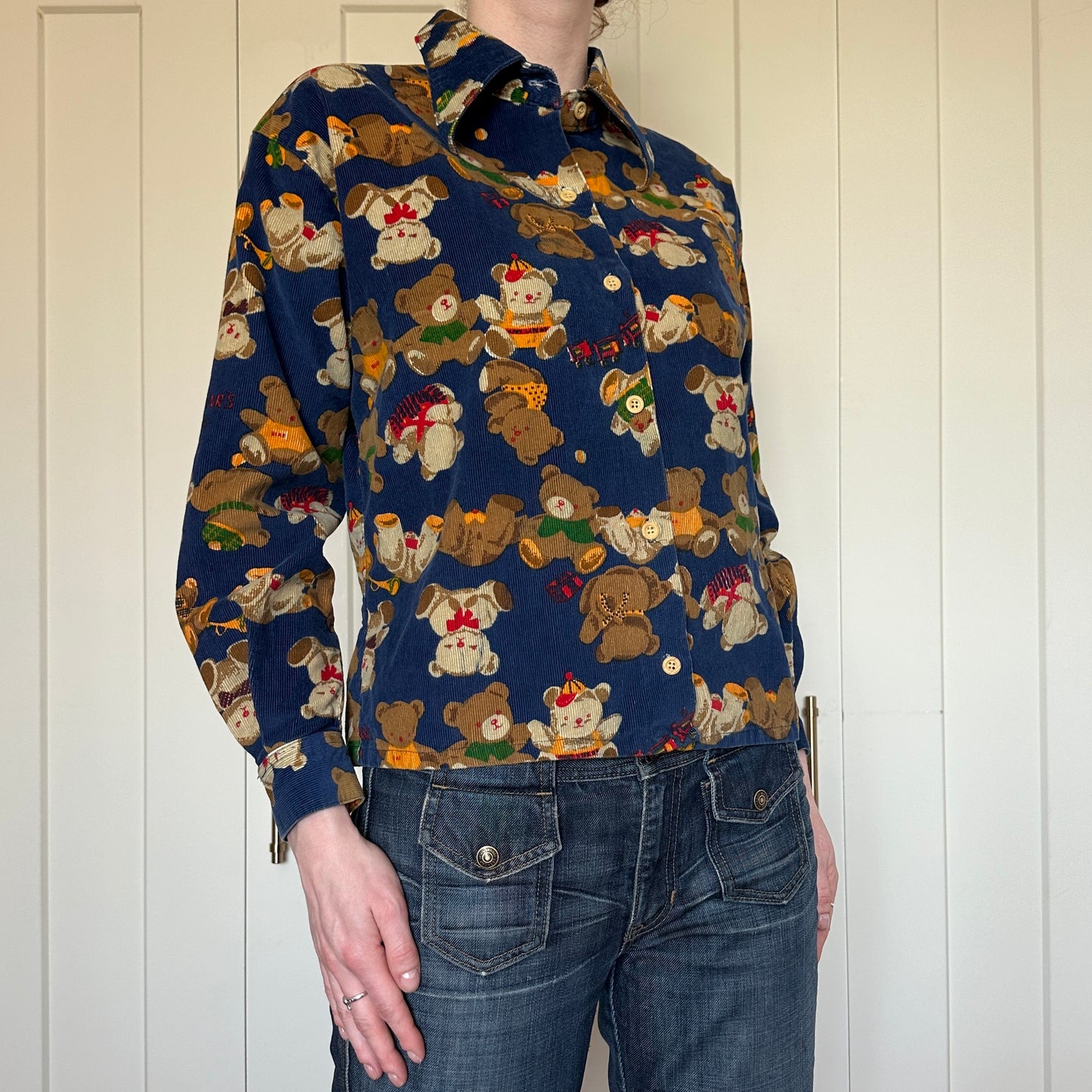 Blue Teddy Corduroy Button Up, XS