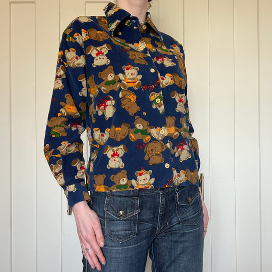 Blue Teddy Corduroy Button Up, XS