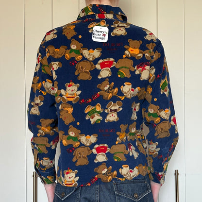 Blue Teddy Corduroy Button Up, XS