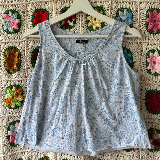 Blue Paisley Cropped Top, S