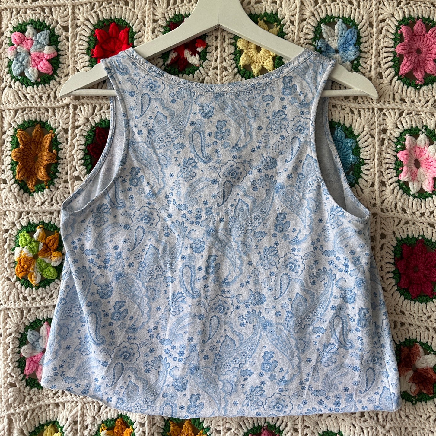 Blue Paisley Cropped Top, S