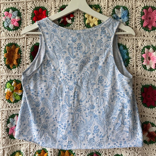 Blue Paisley Cropped Top, S