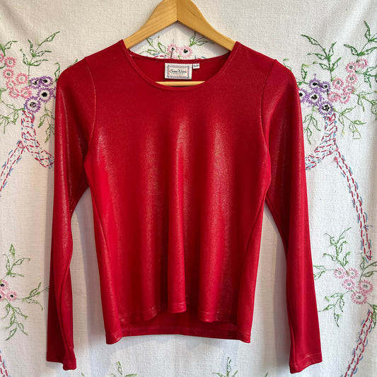 Sweet Water Creations Red and Gold Shimmer Long Sleeve, S