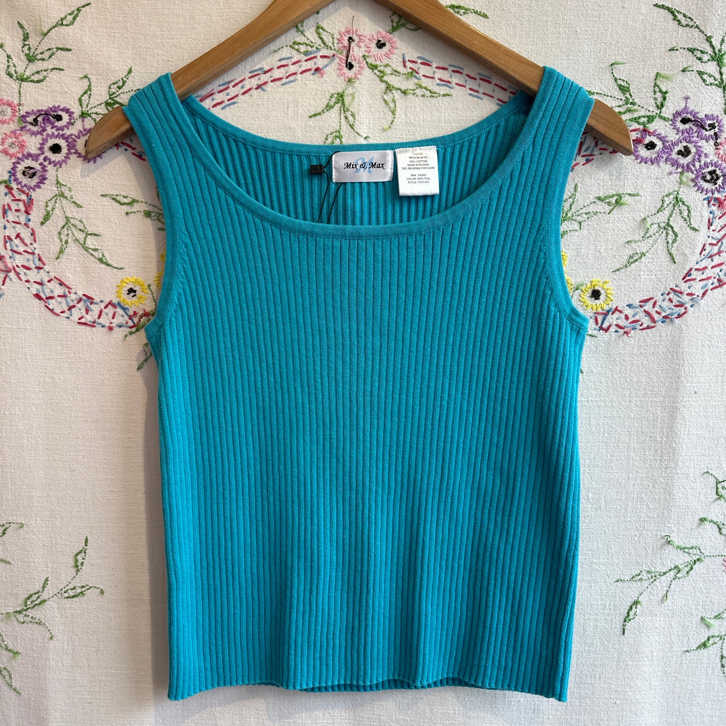 Blue Cotton Tank Top, M
