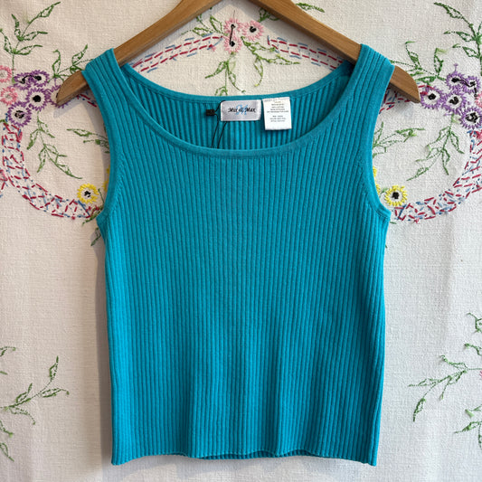 Blue Cotton Tank Top, M