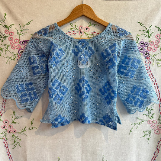 Blue Mesh Top, S