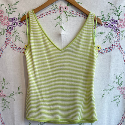 Ellen Tracey Sparkly Striped Green Top, L