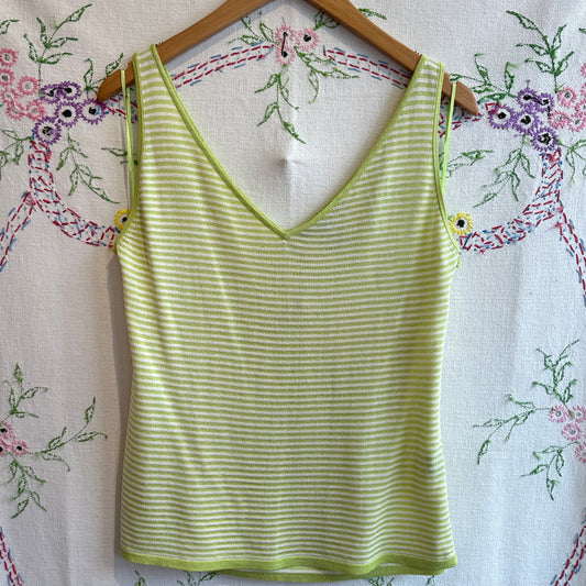 Ellen Tracey Sparkly Striped Green Top, L