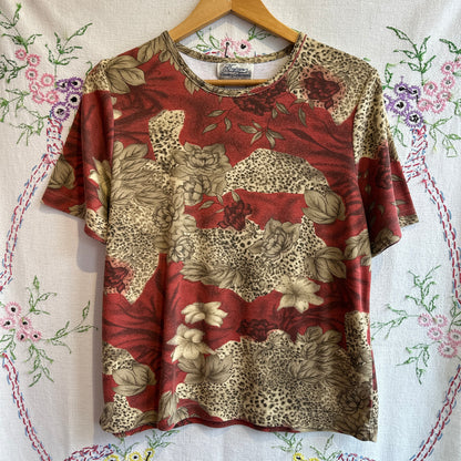 Tradition Country Collection Floral and Animal Print T-Shirt, M